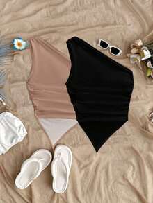 2 piezas de blusas de verano para mujer con dobladillo asimétrico y tirantes, color negro y rojo, adecuado para el verano - Multicolor 6 - Ver 4