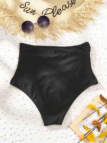 Swim Vcay Bragas bikini de cintura alta fruncido - Negro - Ver 2