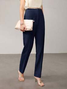 PREMIUM PANTALONES DE TRAJE AJUSTADOS CON COSTURA DELANTERA PARA MUJER - Azul marino - Ver 6