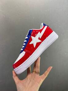 Giày thể thao thường ngày A BATHING APE Bape, phối màu, logo ngôi sao, giày bóng bẩy, thích hợp cho hoạt động thư giãn. - Cá mập đỏ lớn - Xem 9
