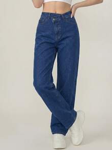 Jeans Corte Recto de Talle Alto, perfecto para resaltar y Estilizar tu figura - Azul Marino H4KA02 - Ver 4