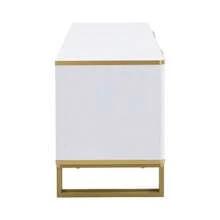 TV Stand With Four Doors, TV Mount, TV Panel, Low TV Stand. Unique Design, Geometric Texture. 160 X 37.5 X 48 Cm (Length X Width X Height) - 白色 - 查看 9