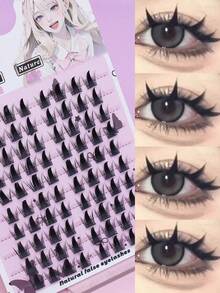 80 grappes de petits cils diaboliques épineux, faux cils individuels dramatiques en forme de D, cils segmentés dans le style manga/anime, épais et audacieux, doux et légers, faciles DIY, réutilisables, idéaux pour le cosplay, Halloween et le maquillage de fête audacieux - C - Voir 1