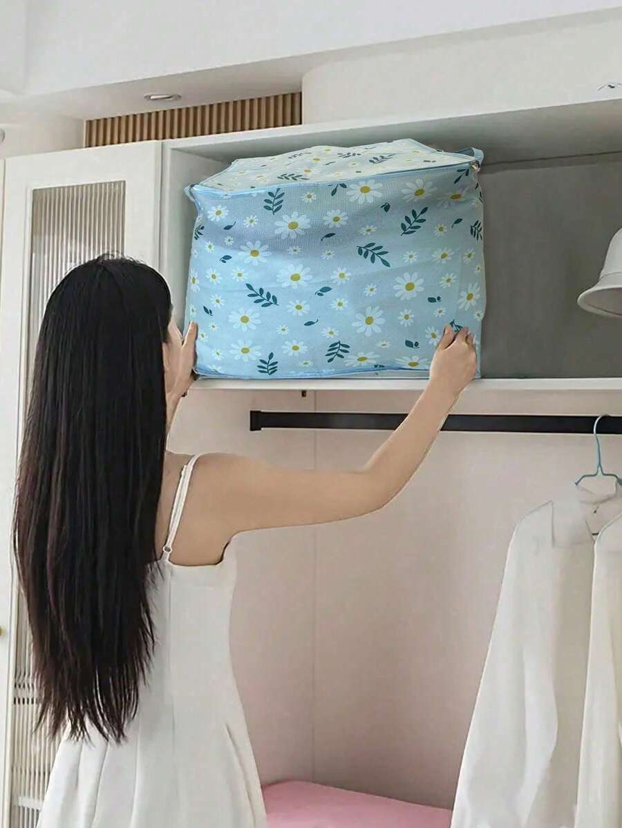 Cestas rectangulares, cajas de almacenamiento con lindos patrones, bolsas de almacenamiento plegables con asas, cestas de regalo, bolsas de almacenamiento de juguetes, cestas para estantes - Bolsa de almacenamiento para edredón Daisy - Ver 1