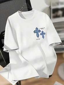 Men's Short-Sleeved, Crew-Neck T-Shirt. Casual Style With Modern And Comfortable Prints. For Men And Women, Couple Style, Short-Sleeved T-Shirt With  Print. - 黃色 - 查看 12