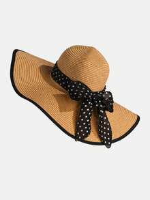 1 st. överdimensionerad solhatt med strå och brätte för tonårsflickor (12-16 år), rosettdekoration, bohemisk stil, sommarhatt för strandpoolparty - 1PC - Visa 21