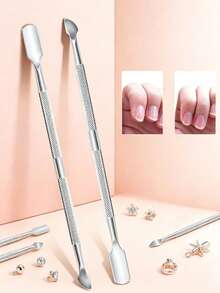 1pc Dual-Ended Stainless Steel Cuticle Pusher, Nail Care Tool To Solve Issues Of Damaged Nail Surface, Slippery Regular Pushers, Incomplete Cuticle Removal, And Difficult Nail Fold Cleaning - Multicolor - View 3