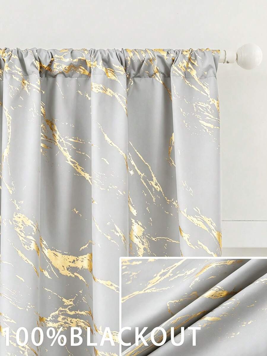1/2 rèm cửa chống nắng in họa tiết vàng/rèm cửa in họa tiết vân đá cẩm thạch vàng, thiết kế túi luồn thanh treo rèm, lớp lót chống nắng, bảo vệ sự riêng tư, rèm cửa nhẹ, cản sáng 100% cho phòng khách, phòng ngủ, phòng học. - trắng - Xem 1