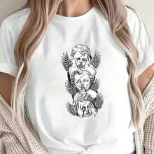 Printed T-Shirt For Men And Women - White - View 1