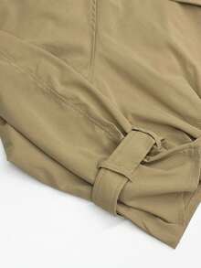 Short Casual Coat 2026, Khaki Jacket With Fitted Waist For Petite Women - Khaki - View 8