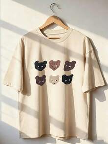 Cute And Casual Short-Sleeve T-Shirt, Fashionable Short-Sleeve T-Shirt For Spring And Summer 2026, Made In Mexico, 180 Grams. Cartoon Print, Couple Design, Suitable For Indoor Or Outdoor Wear. Crew Neck, Unisex, Ideal For Office And Leisure. One-Piece Pack. - APR-P631577SLNDXZGY611 - 查看 1