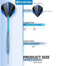 HUANQU 3pcs Colorful Blue Stainless Steel Hard Tip Darts Set, Includes Spare Flights, Shafts, Sharpening Stone And Portable Storage Box, Competition Practice Home Party Game Equipment, Suitable For Beginners And Pros, Father's Day Holiday Gift Choice - Multicolor - View 9