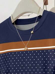 Set de 3 blusas de mujer con estampado de rayas, cuadros y gráficos, de manga corta y con efecto de cintura ceñida - Multicolor 11 - Ver 3