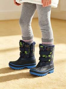 Kids Snow Boots For Boys And Girls, Water-Resistant Winter Ankle Boots With Anti-Slip Sole, Warm Cozy Thermal Footwear For Toddler Little Big Kid Outdoor Sport - 綠色 - 查看 1