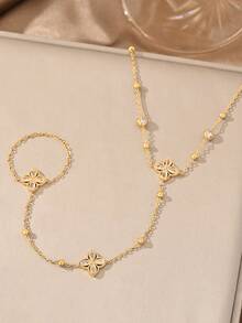 1 chiếc vòng tay mạ vàng 18K hình cỏ bốn lá thanh lịch đính đá Zirconia, vòng tay nữ bằng thép không gỉ, thích hợp cho Ngày Valentine, tiệc tùng, các dịp trang trọng, đeo hàng ngày, hẹn hò, lễ hội, năm mới, đám cưới, đi biển, Giáng sinh, kỷ niệm, quà tặng Ngày của Mẹ trang nhã, trang sức phong cách Bohemian, quà tặng cho phù dâu. - Vàng - Xem 2