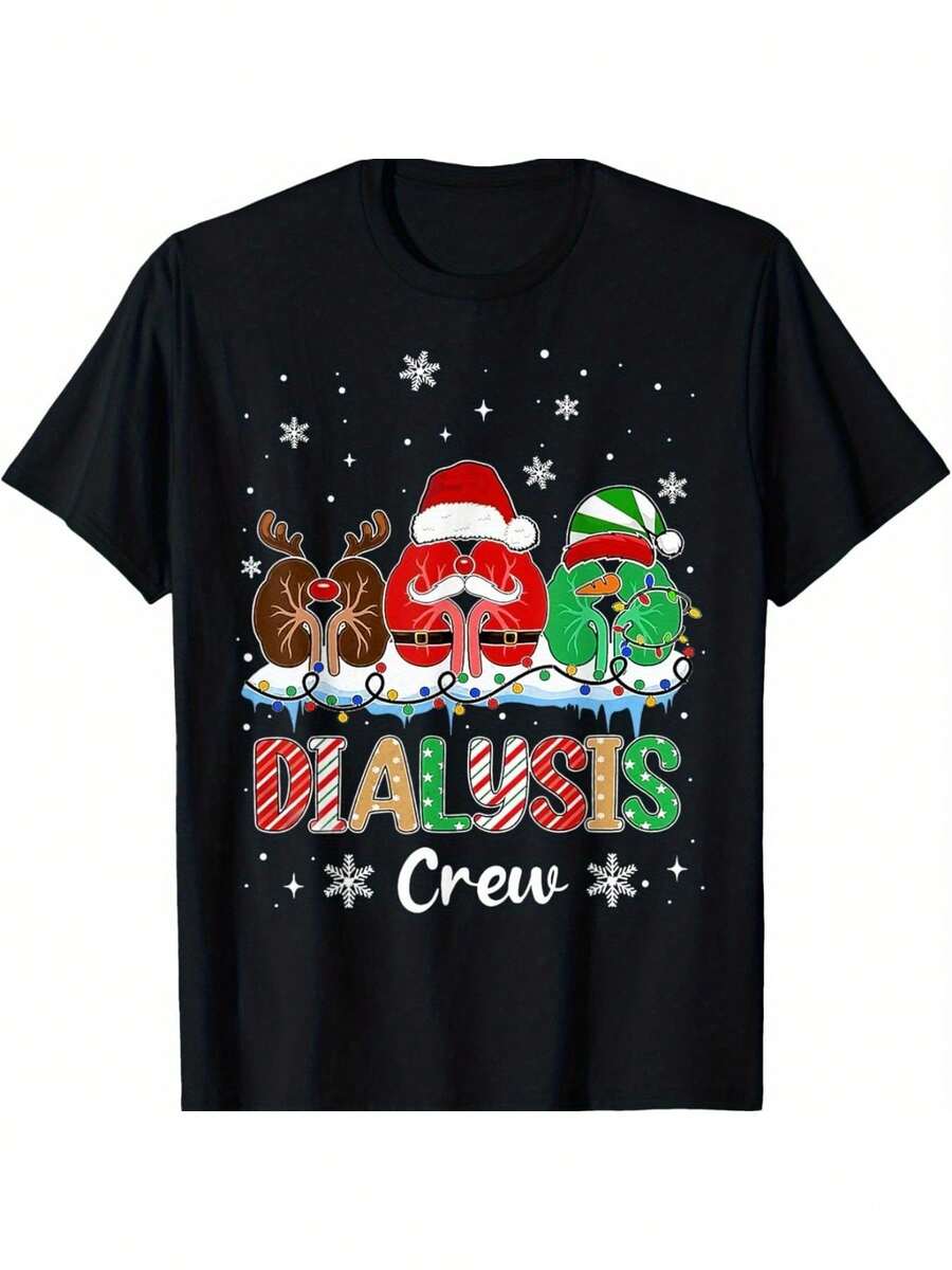 [Fast Delivery] Dialysis T-Shirt For Dialysis Team, Dialysis Nurse, Kidney Technician, Unisex, Christmas, Halloween, New Year, Thanksgiving Gift For Boyfriend, Girlfriend, Parents, Black T-Shirt, Soft 100% Cotton Unisex - 黑色 - 查看 1