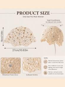 1pc Women's Lightweight Hollow Handmade Crochet Wool Hat, Suitable For Spring, Summer And Autumn Daily Outdoor Wear - No Diamond Version - View 2