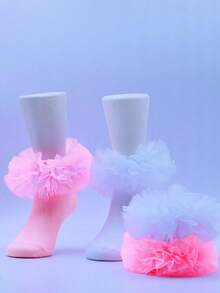 2 pares de calcetines de princesa con diseño voluminoso y fruncido para niñas bebé - Multicolor - Ver 12