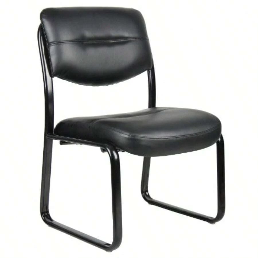 Boss B9539 Leather Sled Base Side Chair - Negro - Ver 1