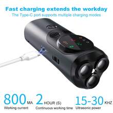 Rechargeable Dual-Head Ultrasonic Anti-Barking Device, Effectively Prevents Dog Barking And Trains Dogs - Black - View 7