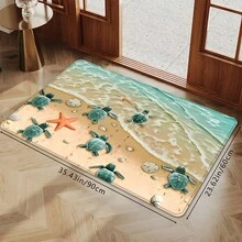 1PC/2PCS/3PCS Kitchen Floor Mats, Beach Sea Turtle & Starfish Print, Non-Slip, Water Absorbent, Soft & Comfortable, Easy To Clean, Ideal For Kitchen Decoration - Multicolor - View 11