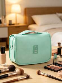 1 pieza Bolsa de aseo de viaje multifuncional, bolsa colgante para maquillaje, organizador de cosméticos, gran capacidad, soporte impermeable para brochas de maquillaje, esencial para la playa, necesidad para vacaciones y viajes de negocios, almacenamiento de cosméticos y artículos de papelería - Multicolor - Ver 9