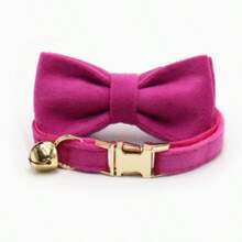 2pcs/Set New Arrival Multi-Color Velvet Cat Collar With Bow Tie, Pet Cute Bell Collar, Adjustable Size, Pet Decor Bow Tie Collar Set, Soft Double-Layer Fabric, Suitable For Cats And Small Dogs, Elegant High-End Pet New Gift - Multicolor - View 5