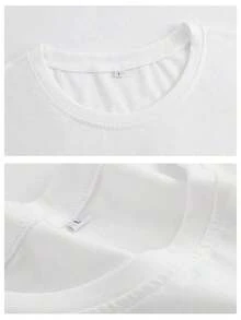 Women's Casual Cotton T-Shirt, Round Neck, Short Sleeve, With "Lovely Loved Mamaw" Graphic Print, Drop Shoulders, Perfect As A Mother's Day Gift - 白色 - 查看 4