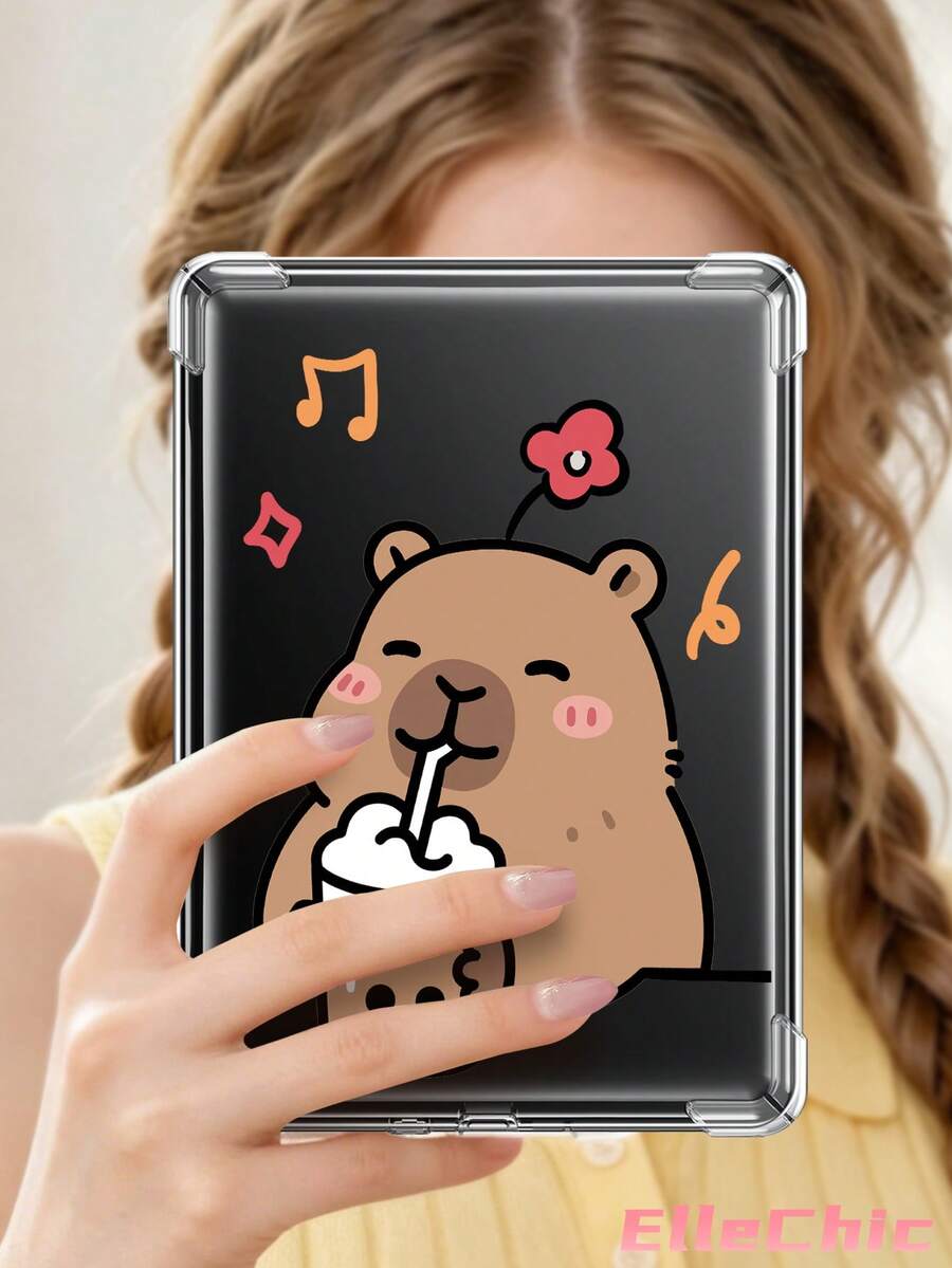 1pc Transparent Soft Silicone Protective Case With Otter Drinking Bubble Tea & Turtle Pattern, Suitable For Kindle 11th Gen 2022/Kindle Paperwhite 12th Gen 2024/Kindle Colorsoft Signature Edition, Clara Colour/Bw/2E, Suitable For Study, Office And Gifts - Multicolor - View 1