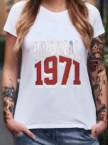 Women's T-Shirt 1971, Original Born In 1971 Sweatshirt, 53rd Birthday Gift, Original Birth Year, 1971 Birthday Gift, Vintage 1971 T-Shirt, Made In 1971 T-Shirt - 白色 - 查看 1