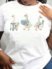 1 pieza de camisa de enfermera con diseño de pato, divertido regalo para enfermeras y trabajadores de la salud, uniforme para personal de hospital, 180g 100% algodón. - Blanco - Ver 2