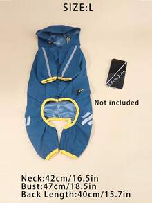 Un impermeable ligero de poliéster para perros con tiras reflectantes, que cubre las cuatro patas en azul sólido, chaqueta impermeable para mascotas, adecuada para perros Teddy pequeños y perros grandes para usar todo el año en otoño (no apto para razas grandes) - Azul - Ver 12