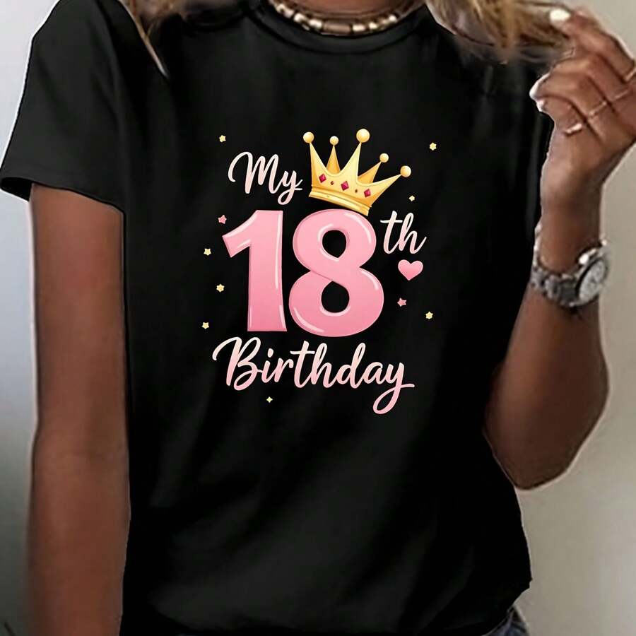 Women's T-Shirt With Sparkling Golden Cherry Design - 黑色 - 查看 1