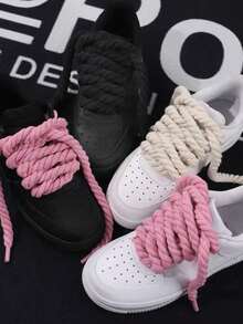 1pair Thick Rope Laces(120cm/47.24inch)Round Chunky Shoelaces Replacement Laces For Sneakers,Rope Shoe Laces,Shoe Accessories,Men And Women Shoelaces - Hot Pink - View 5