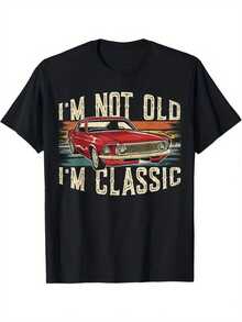Men's Vintage Car T-Shirt - "I'm Not Old, I'm A Classic" With A Retro 70s/80s Car Design, Breathable Short-Sleeved Casual T-Shirt, Classic Red Tone Design, Ideal Gift For Car Enthusiasts. - 黑色 - 查看 6