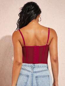 Top de tirantes bustier ribete con encaje - Burdeos - Ver 2