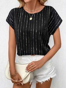 Camisa De Tejido Jacquard De Leopardo Para Mujer - Blanco y Negro - Ver 3