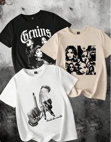 Single Item, Not A Three-Piece Set. Includes One Women's Vintage American-Style Short-Sleeved T-Shirt, Printed With A City Name. Soft To The Touch, Comfortable, And Versatile. Perfect For Easter And Holy Week. - 白色 - 查看 6