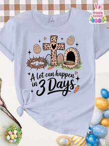 Easter Religious T-Shirt With Funny Rabbit Design For Jesus, 100% Cotton - Soft And Breathable Unisex Faith Clothing For Women And Men - Casual Short Sleeve T-Shirt For Spring And Summer With Jesus, Lamb And Cross Print. - White - View 7