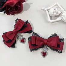 2pcs Gothic Style Black & Red Hair Clips, Suitable For Holiday Outfits, Daily Wear For Gothic Fashion Enthusiasts,Hair Claws,Clips For Hair - Multicolor - View 5