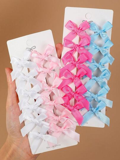 24/12pcs Girls Multicolor Bow Hair Clips, Versatile Bangs & Ponytail Hairpins, Daily Use Hair Accessories