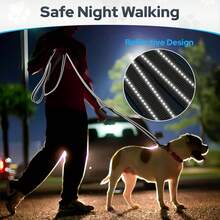 Guinzaglio per cani a doppio strato con impugnatura rinforzata, lunghezza 2 metri | Cuciture riflettenti | Corda in nylon, adatto a cani di taglia media e grande | Guinzaglio per addestramento e controllo | Nero - nero - Visualizzare 4