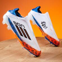 Lightweight FG Soccer Cleats For Men, Women & Youth, Breathable Outdoor Soccer Shoes For Training & Matches - White Orange - FG - View 2