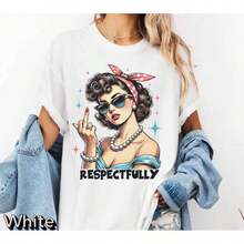 100% Cotton T-Shirt With Respectful Design, Cute Sarcastic T-Shirt, Retro Meme T-Shirt, Funny Vintage T-Shirt, Sarcastic T-Shirt, Funny T-Shirts, Funny Gift For Her, Casual Short Sleeve Crew Neck T-Shirt For Summer And Spring, Women's Clothing - 白色 - 查看 7