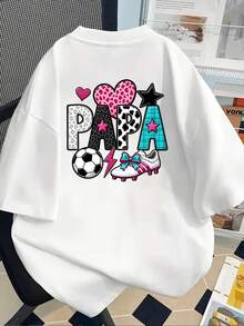 New 180g Short-Sleeved T-Shirt, 1% Cotton, With Prints On The Front And Back - DAD, Dad - Fashionable Printed T-Shirt For Women, Short-Sleeved, Suitable For All Seasons, Modern Clothing - Can Be Worn As A Base Layer In Spring And Autumn Or Alone In Summer, Unisex. - 白色 - 查看 2