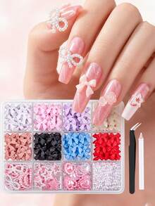 1 Hộp Trang Trí Móng Tay 3D, Thích Hợp Cho Ngày Valentine và Đám Cưới, Hình Dán Móng Tay Hình Nơ Trắng & Hồng + Nhiều Loại Đá Trang Trí Móng Tay Hình Trái Tim, Sao, Trăng, Nơ Ngọc Trai Dễ Thương, Tạo Nên Những Thiết Kế Móng Tay Quyến Rũ - Đồ Dùng Làm Móng Tay Cho Năm Mới, Lễ Hội, Trang Trí Móng Tay Hình Hoa và Hình Dán Móng Tay Ngọc Trai - Nhiều màu - Xem 1