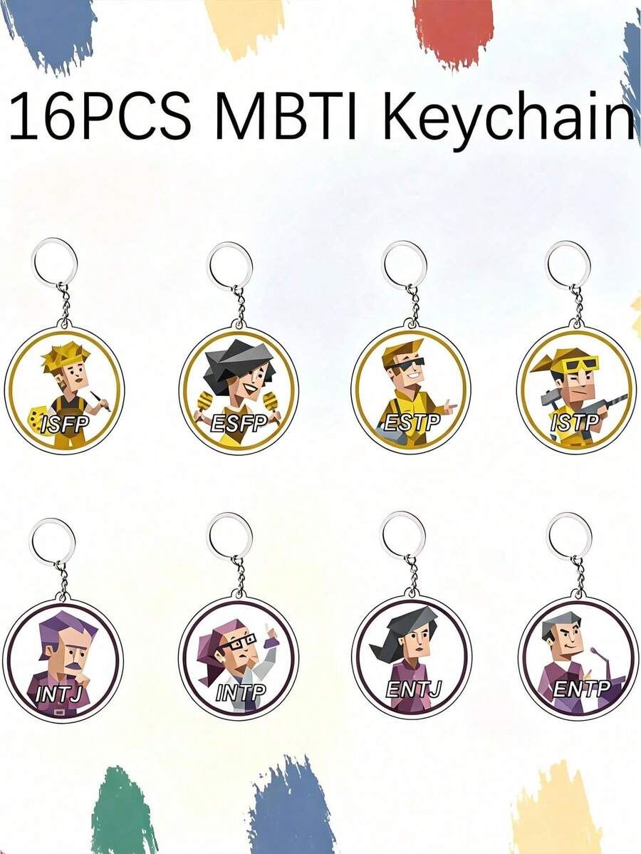 Mbti Keychain MBTI 16 Personalized Goods Acrylic Keychain School Bag Strap Accessory Character Gift Cute Keychain - Multicolor - View 1