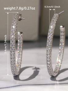 1 Pair Romantic Cubic Zirconia Earrings, Wedding Engagement Anniversary Party Jewelry Gift For Women - 4# - View 11