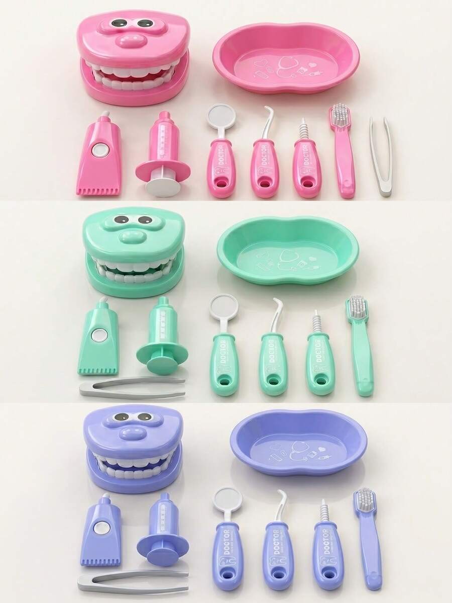 Dental Pretend Play Set, Children's Toy Including Oral Model, Teeth And Tools, Parent-Child Interactive Family Game, Birthday Gift, Holiday Gift, Toys For Girls And Boys - Multicolor - View 1