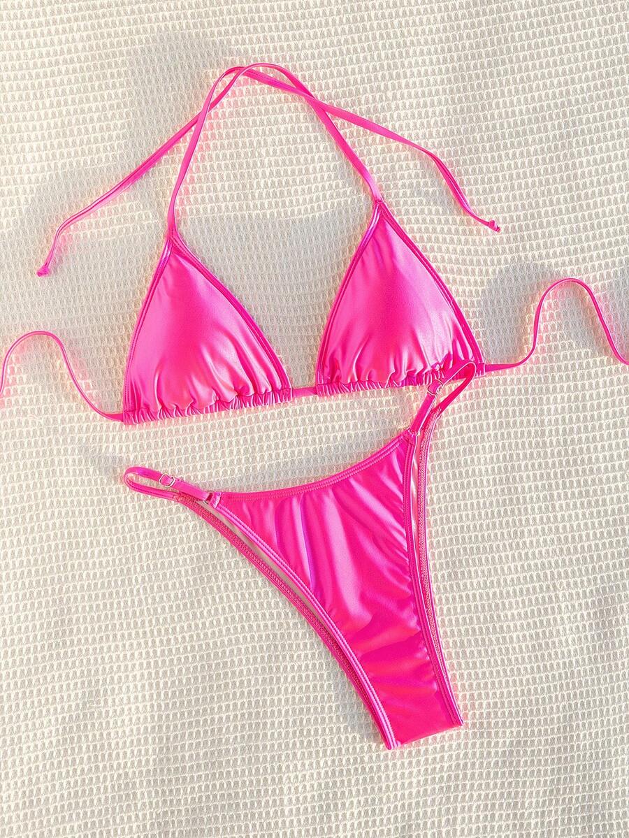 New Sexy Two-Piece Triangle Bikini With Bow For Women. - FF778RO - View 1